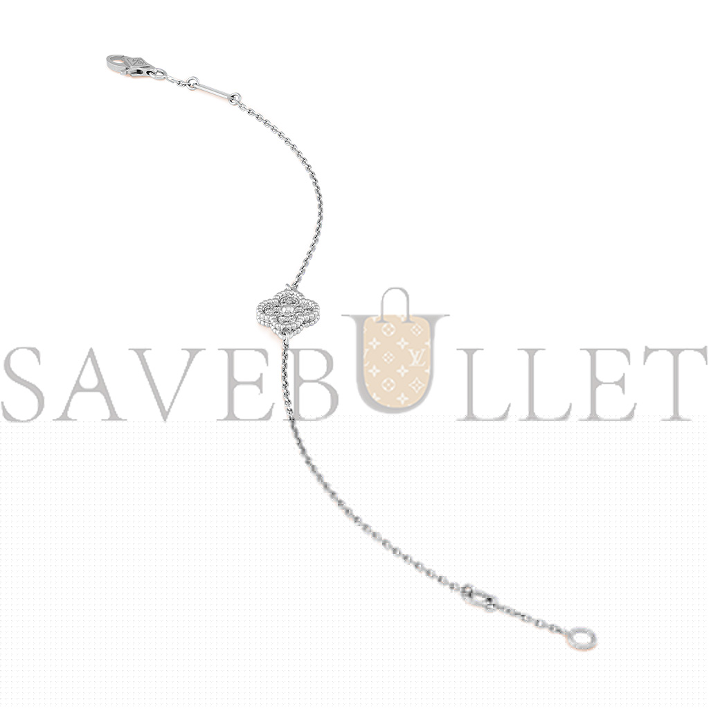 van cleef arpels sweet alhambra bracelet, 1 motif - white gold, Di*m*nd  vcaro85600